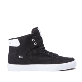 Mens Supra High Top Shoes VAIDER Black/Silver/white | AU-35357